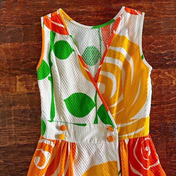 Woman's Malia Honolulu Vintage 60s 70s Roses Dress Psychedelic Hawaiian Dress - Picture 3 of 8